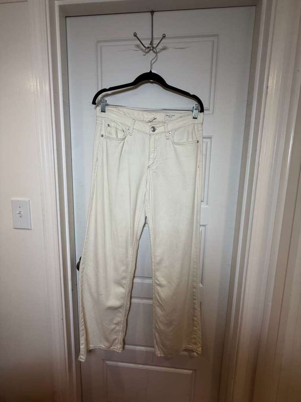 Rag & Bone Straight Leg Low Rise Jeans White Size 27